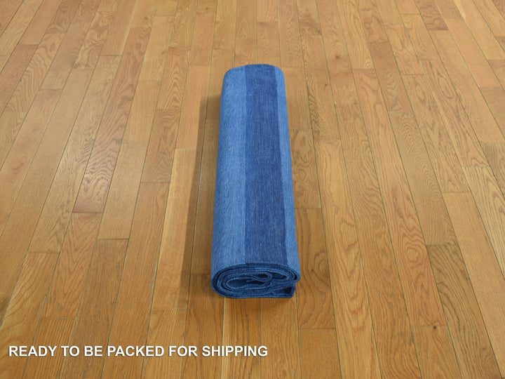 6'0" x 9'3" New Hand Woven Blue Cotton Rectangle Oriental Rug - MOA10278160