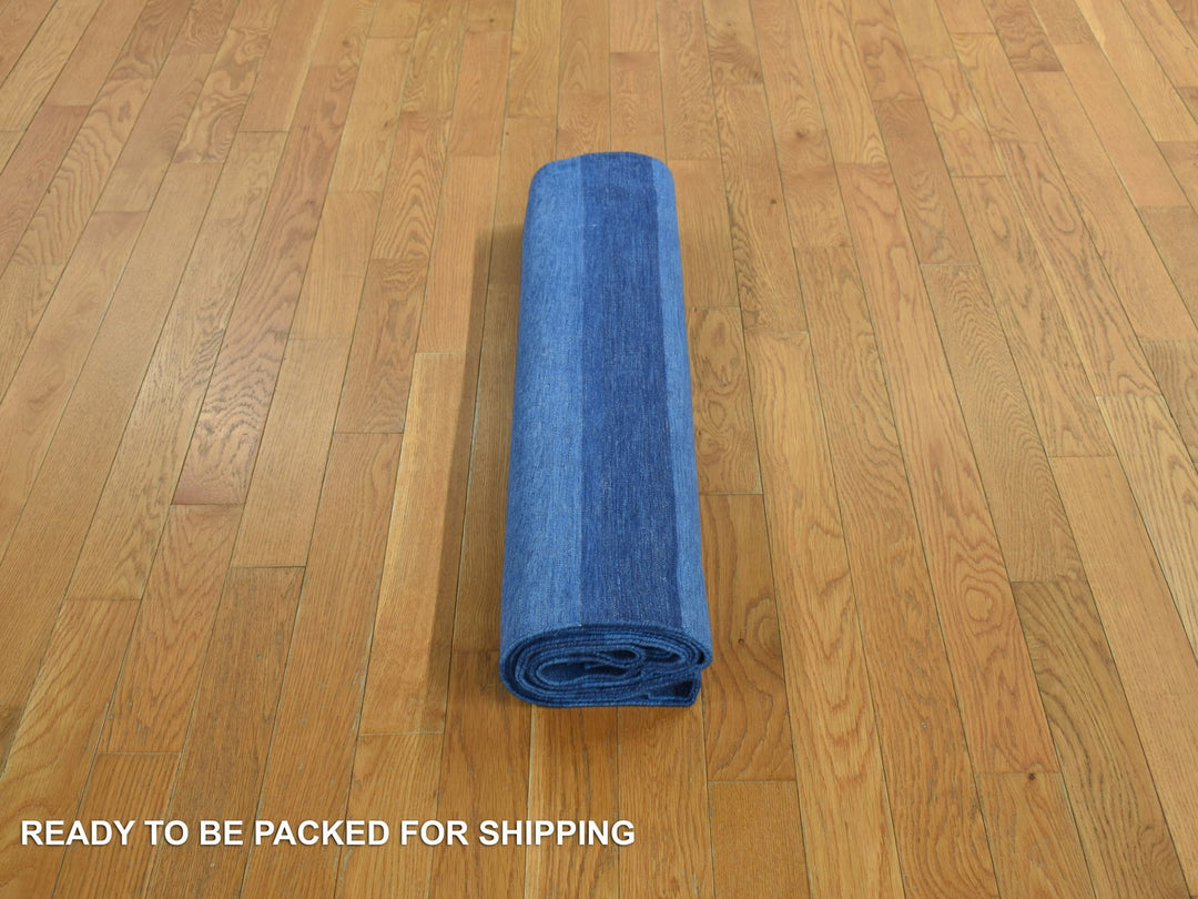 6'0" x 9'3" New Hand Woven Blue Cotton Rectangle Oriental Rug - MOA10278160