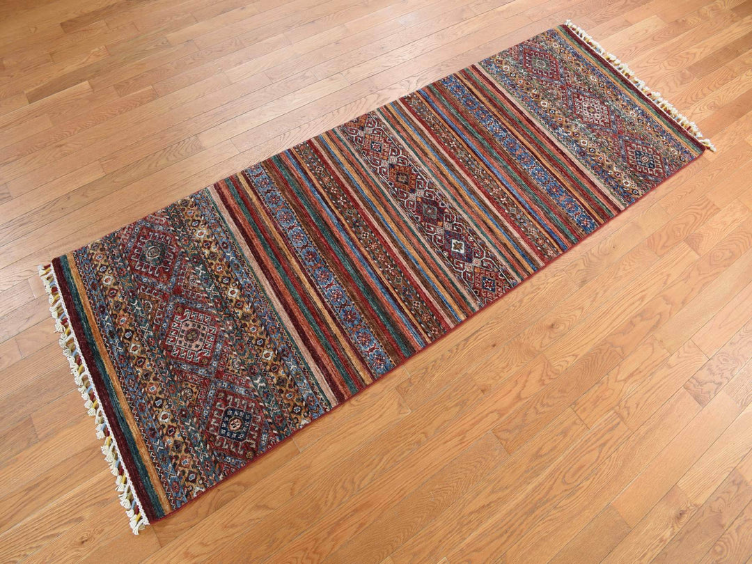 2'10" x 7'10" New Hand Knotted Red Wool Runner Oriental Rug - MOA10278243