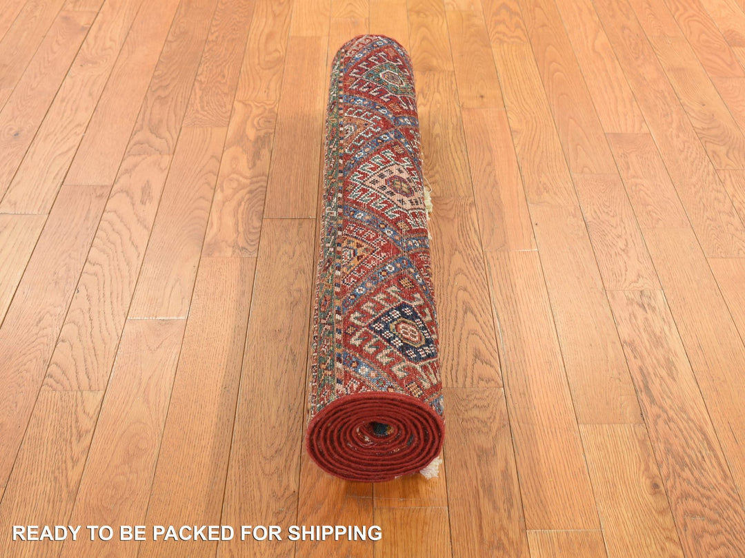 2'10" x 7'10" New Hand Knotted Red Wool Runner Oriental Rug - MOA10278243