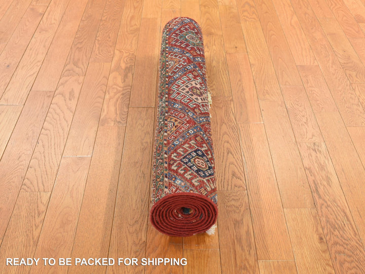 2'10" x 7'10" New Hand Knotted Red Wool Runner Oriental Rug - MOA10278243