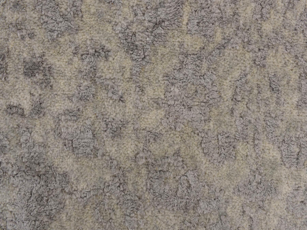 2'5" x 12'0" New Hand Loomed Grey Wool & Silk Runner Oriental Rug - MOA10278245