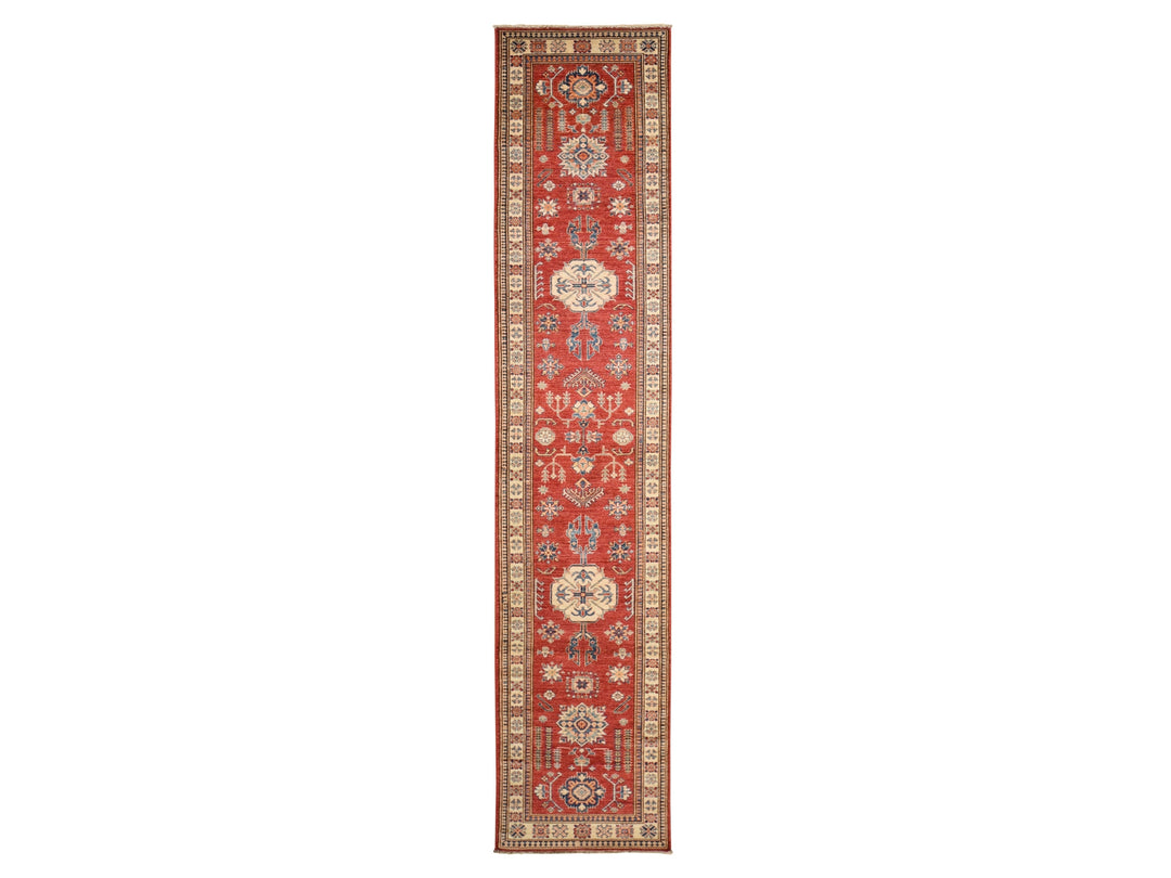 2'7" x 13'1" New Hand Knotted Red Wool Runner Oriental Rug - MOA10278251