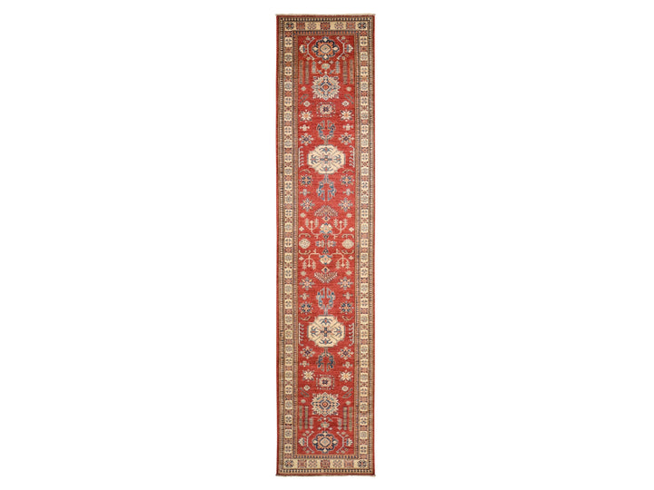 2'7" x 13'1" New Hand Knotted Red Wool Runner Oriental Rug - MOA10278251