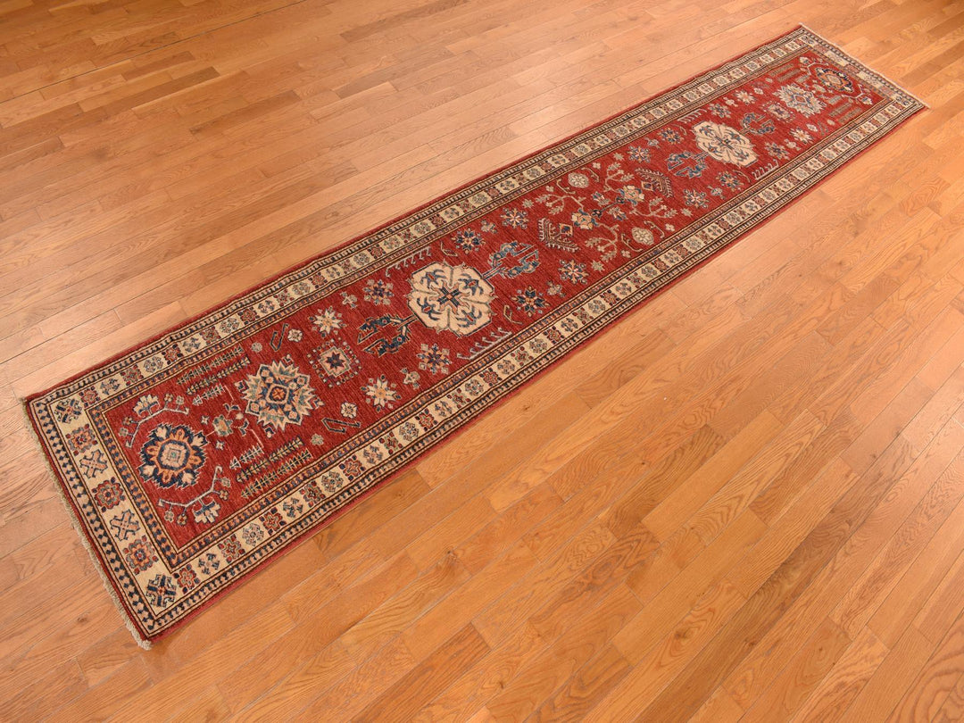 2'7" x 13'1" New Hand Knotted Red Wool Runner Oriental Rug - MOA10278251