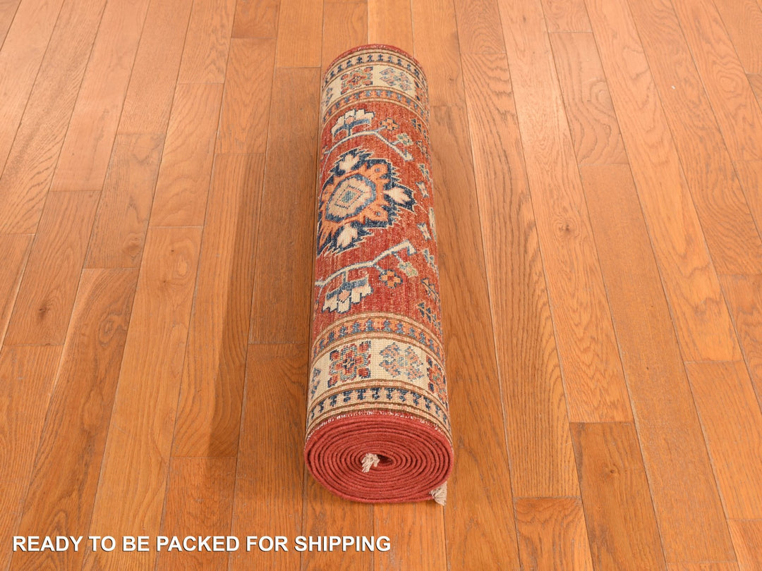 2'7" x 13'1" New Hand Knotted Red Wool Runner Oriental Rug - MOA10278251
