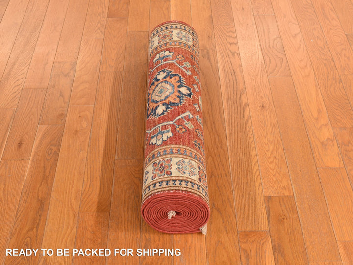 2'7" x 13'1" New Hand Knotted Red Wool Runner Oriental Rug - MOA10278251