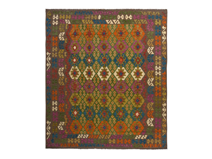 8'2" x 9'6" New Hand Woven Brown Wool Rectangle Oriental Rug - MOA10278343