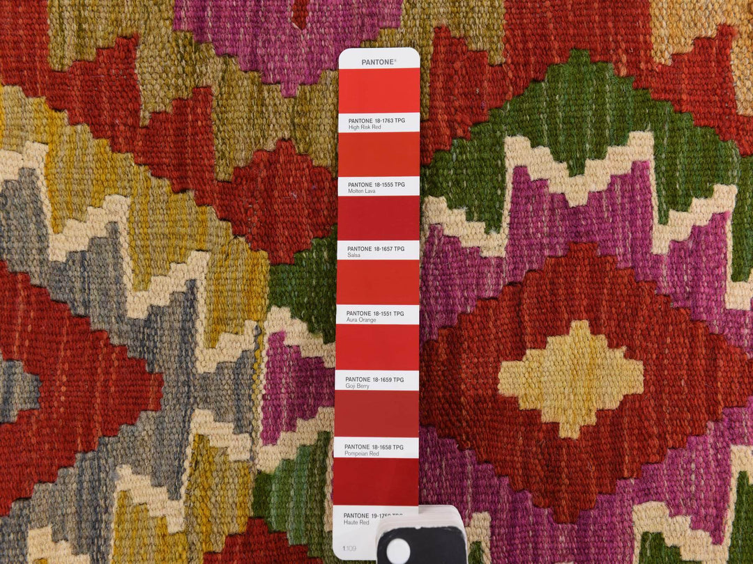 8'6" x 11'0" New Hand Woven Red Wool Rectangle Oriental Rug - MOA10278344