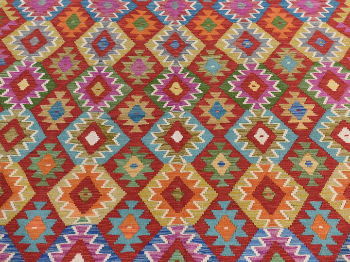 8'6" x 11'0" New Hand Woven Red Wool Rectangle Oriental Rug - MOA10278344