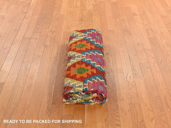 8'6" x 11'0" New Hand Woven Red Wool Rectangle Oriental Rug - MOA10278344