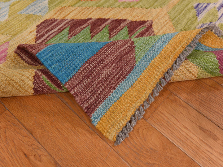 8'3" x 11'2" New Hand Woven Green Wool Rectangle Oriental Rug - MOA10278345