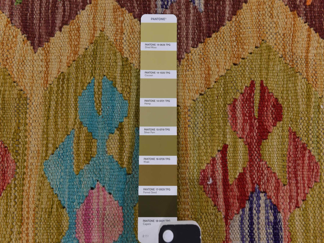 8'3" x 11'2" New Hand Woven Green Wool Rectangle Oriental Rug - MOA10278345