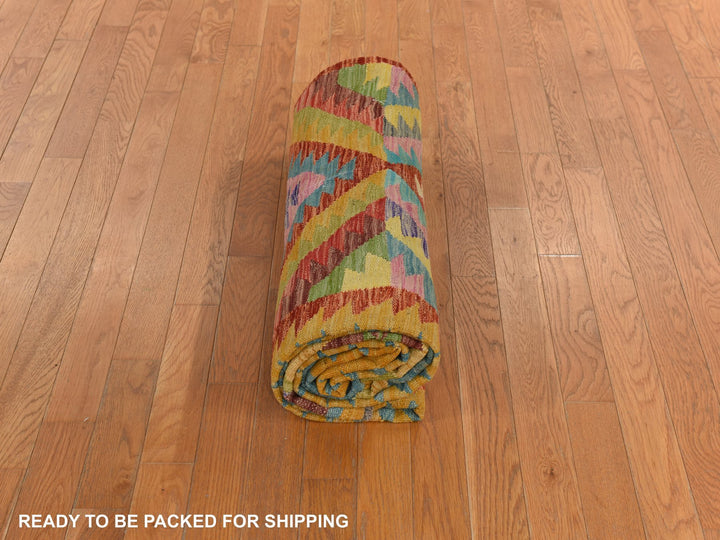 8'3" x 11'2" New Hand Woven Green Wool Rectangle Oriental Rug - MOA10278345