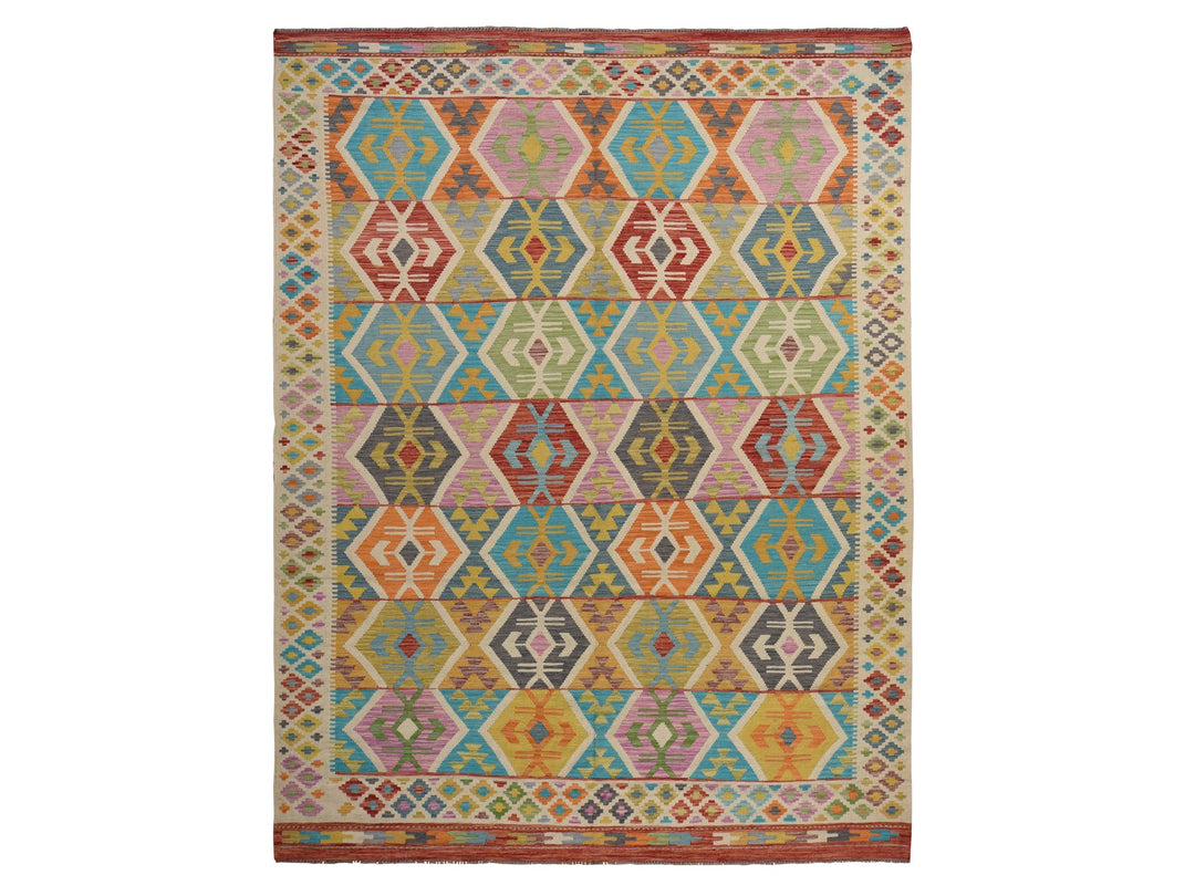 8'4" x 10'10" New Hand Woven Ivory Wool Rectangle Oriental Rug - MOA10278346