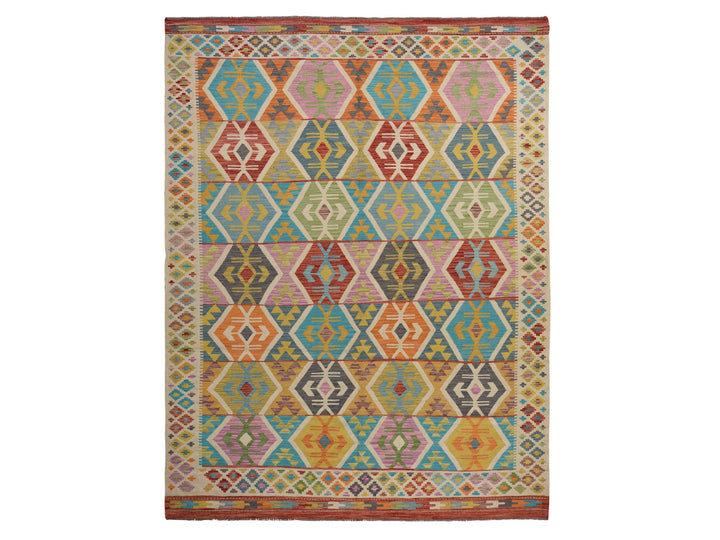 8'4" x 10'10" New Hand Woven Ivory Wool Rectangle Oriental Rug - MOA10278346