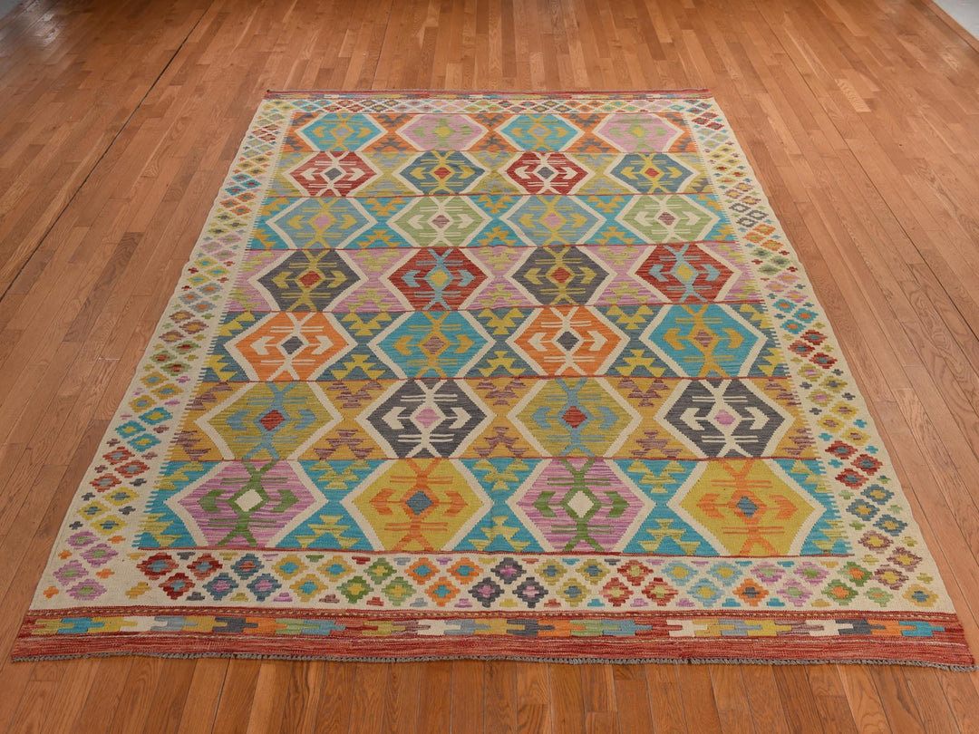 8'4" x 10'10" New Hand Woven Ivory Wool Rectangle Oriental Rug - MOA10278346