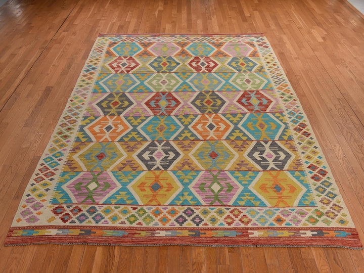 8'4" x 10'10" New Hand Woven Ivory Wool Rectangle Oriental Rug - MOA10278346