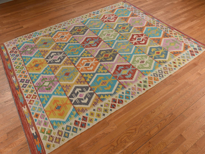 8'4" x 10'10" New Hand Woven Ivory Wool Rectangle Oriental Rug - MOA10278346