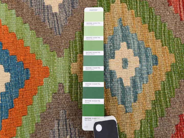 8'4" x 9'10" New Hand Woven Green Wool Rectangle Oriental Rug - MOA10278347