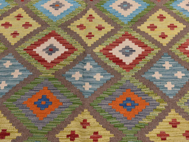 8'4" x 9'10" New Hand Woven Green Wool Rectangle Oriental Rug - MOA10278347