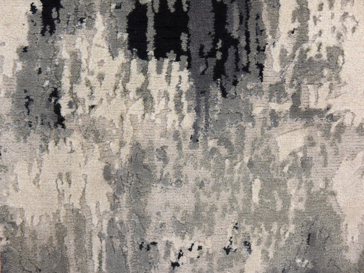 2'0" x 3'0" New Hand Knotted Black Wool & Silk Rectangle Oriental Rug - MOA10278402
