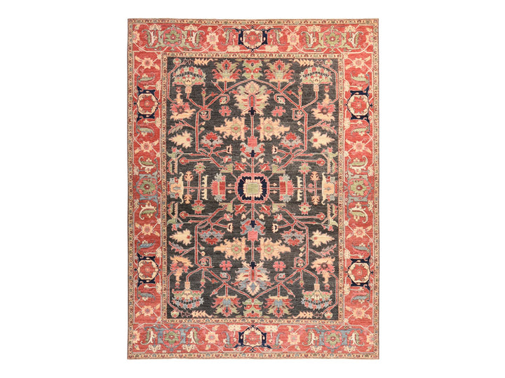 8'10" x 11'10" New Hand Knotted Grey Wool Rectangle Oriental Rug - MOA10278488