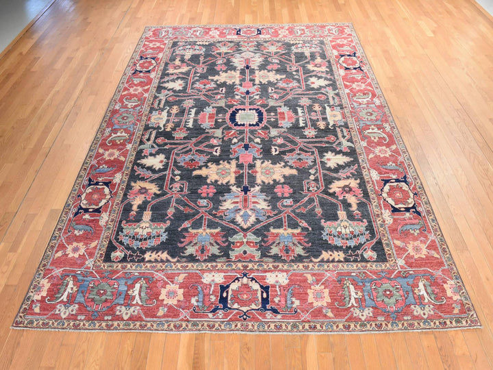 8'10" x 11'10" New Hand Knotted Grey Wool Rectangle Oriental Rug - MOA10278488