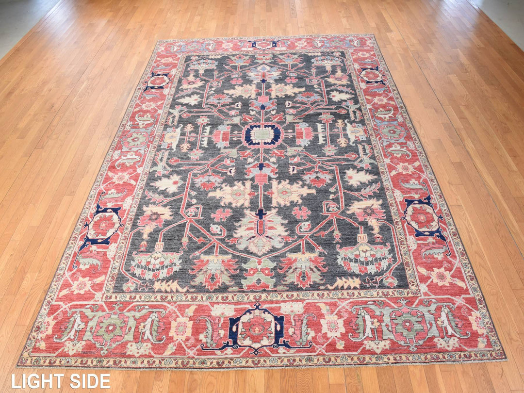 8'10" x 11'10" New Hand Knotted Grey Wool Rectangle Oriental Rug - MOA10278488