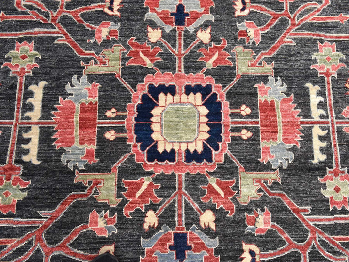 8'10" x 11'10" New Hand Knotted Grey Wool Rectangle Oriental Rug - MOA10278488