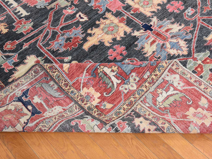 8'10" x 11'10" New Hand Knotted Grey Wool Rectangle Oriental Rug - MOA10278488