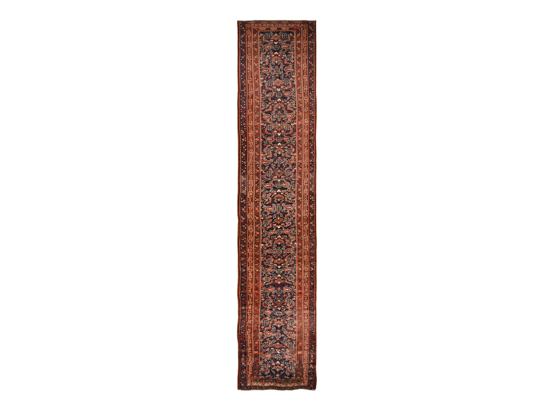 3'4" x 16'3" New Hand Knotted Blue Wool Runner Oriental Rug - MOA10278496