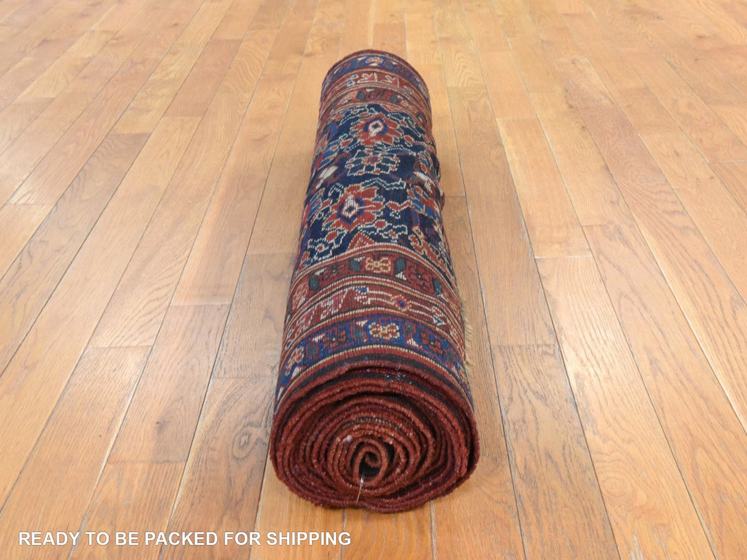 3'4" x 16'3" New Hand Knotted Blue Wool Runner Oriental Rug - MOA10278496