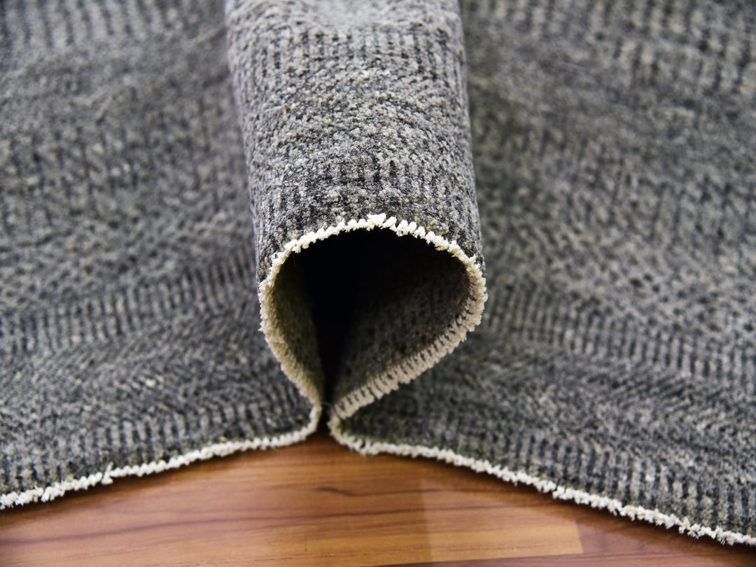 12'1" x 18'2" New Hand Knotted Grey Wool Rectangle Oriental Rug - MOA10279450