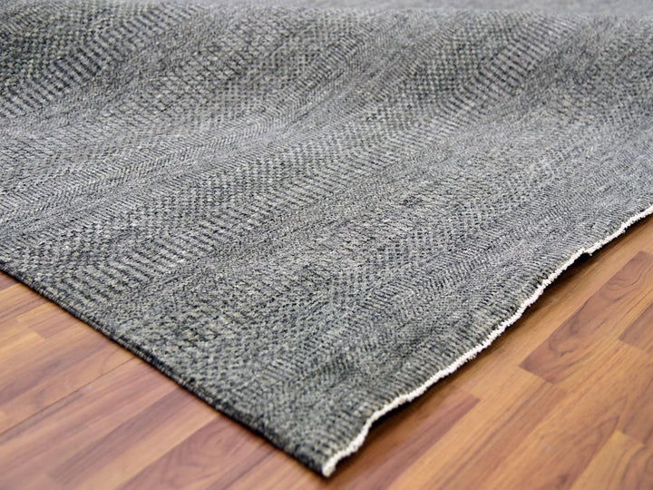 12'1" x 18'2" New Hand Knotted Grey Wool Rectangle Oriental Rug - MOA10279450
