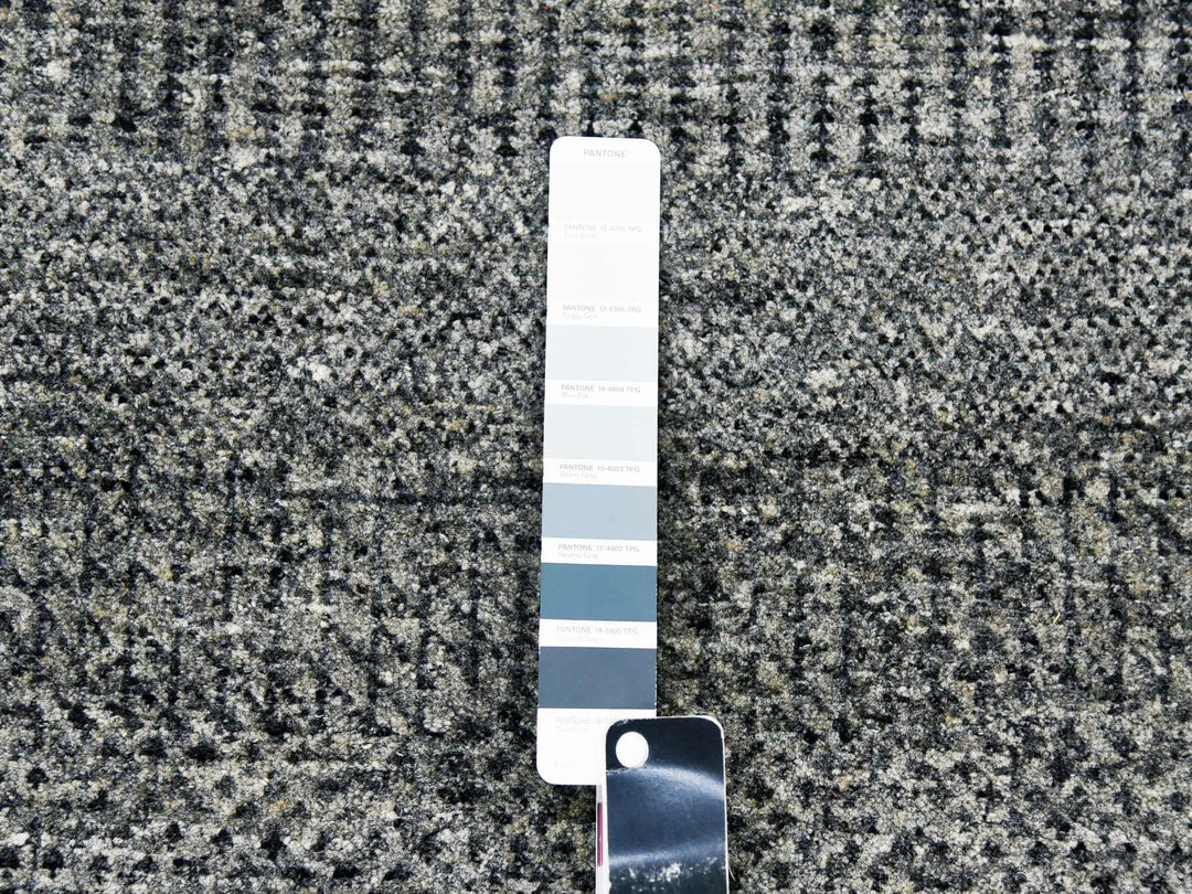 12'1" x 18'2" New Hand Knotted Grey Wool Rectangle Oriental Rug - MOA10279450