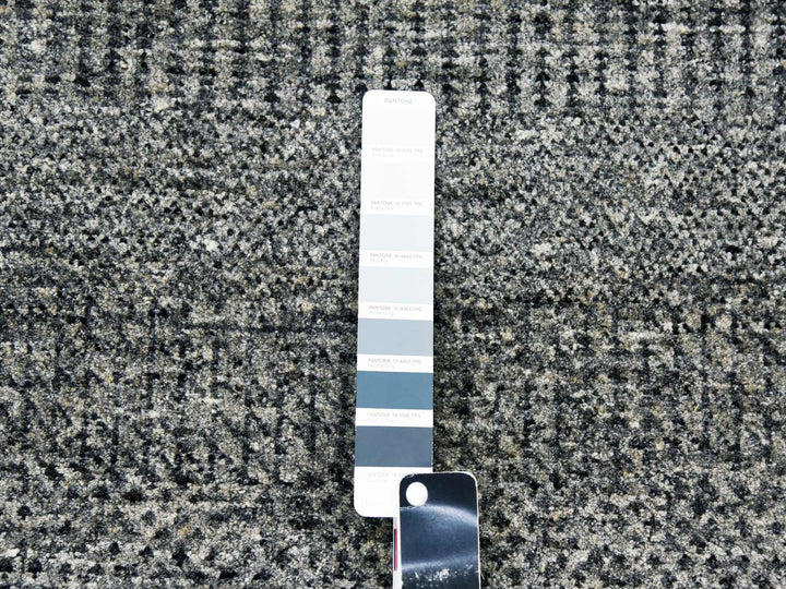 12'1" x 18'2" New Hand Knotted Grey Wool Rectangle Oriental Rug - MOA10279450