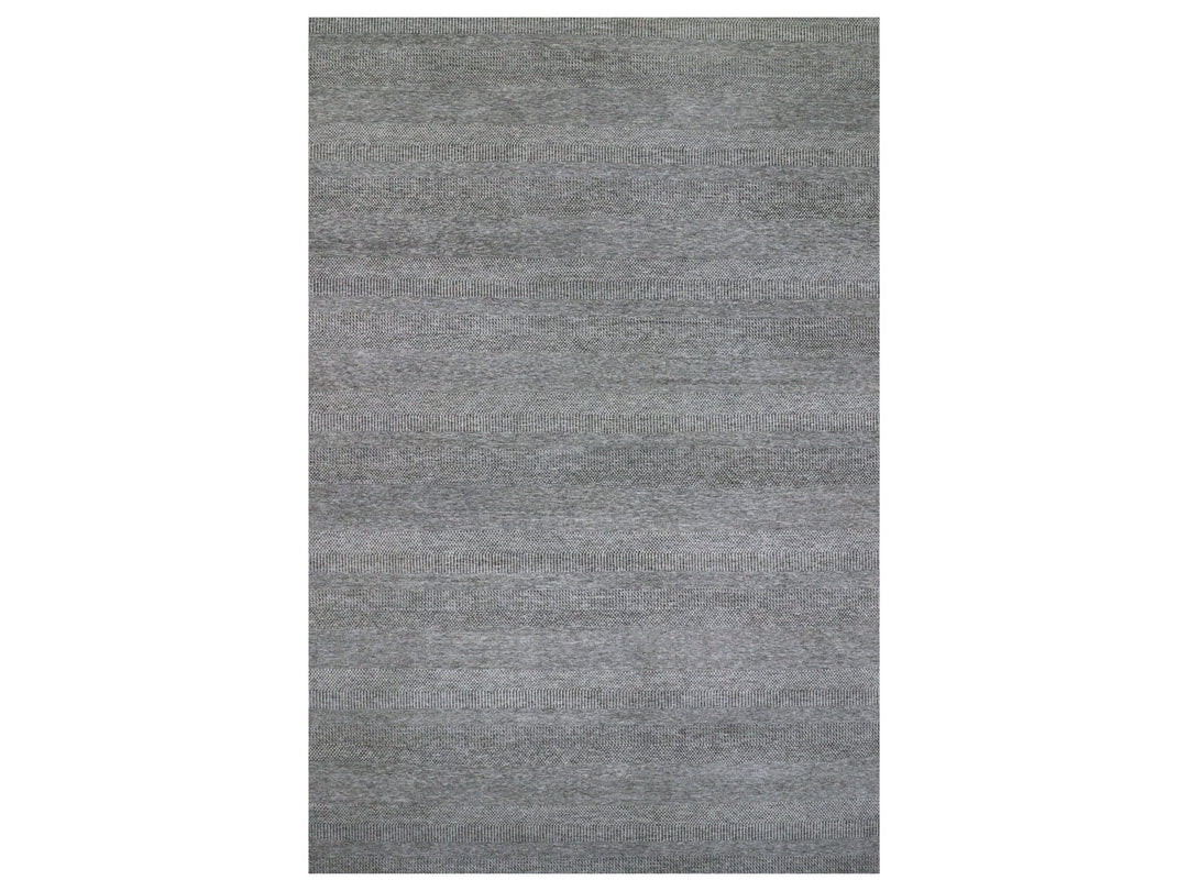 14'1" x 18'2" New Hand Knotted Grey Wool Rectangle Oriental Rug - MOA10279588