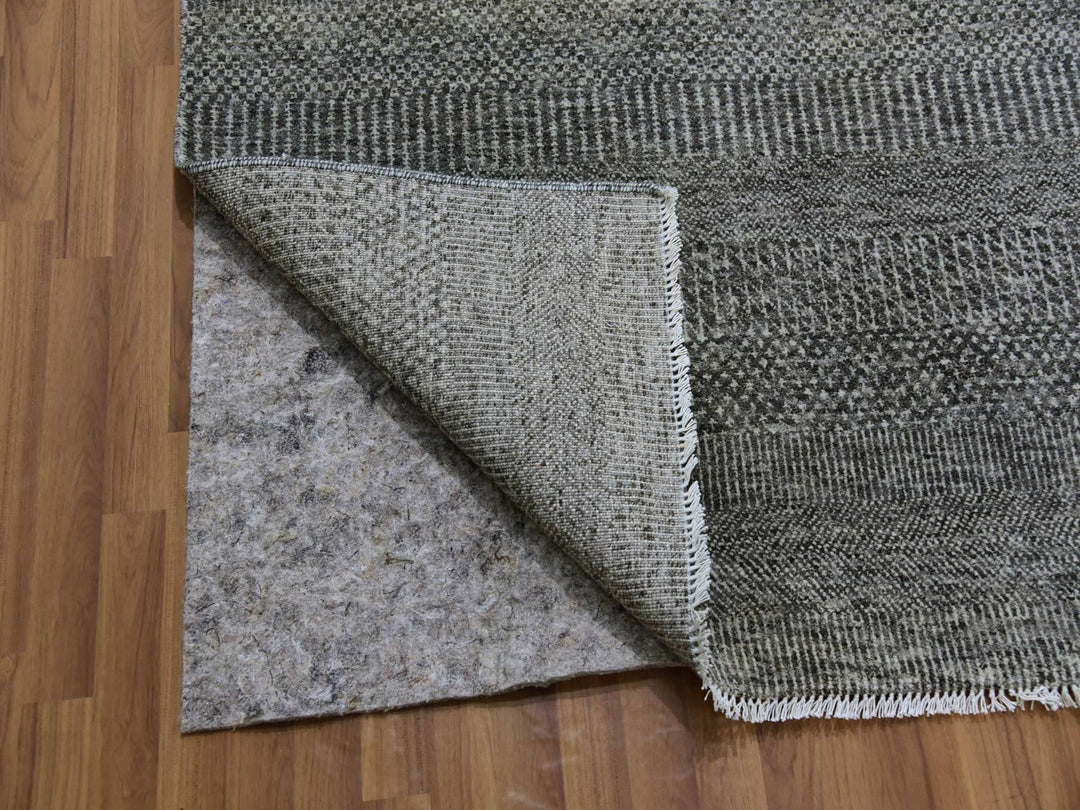 14'1" x 18'2" New Hand Knotted Grey Wool Rectangle Oriental Rug - MOA10279588