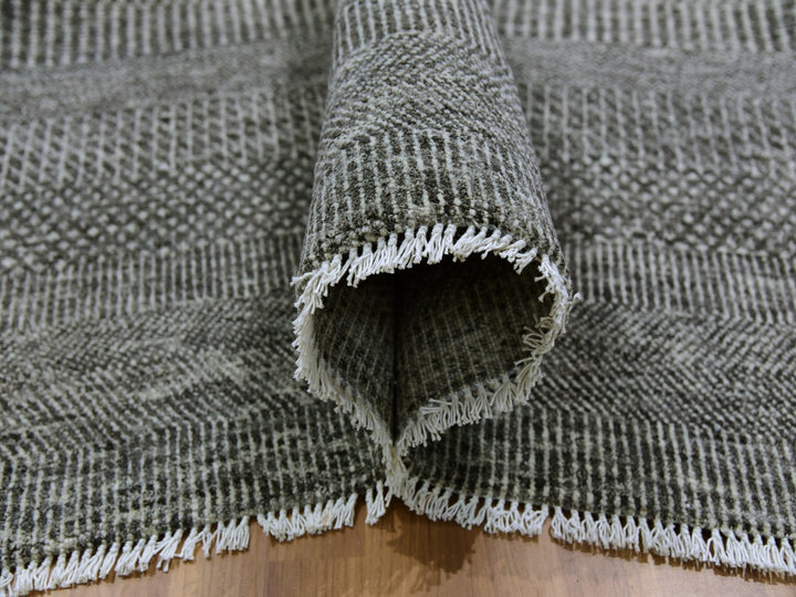 14'1" x 18'2" New Hand Knotted Grey Wool Rectangle Oriental Rug - MOA10279588