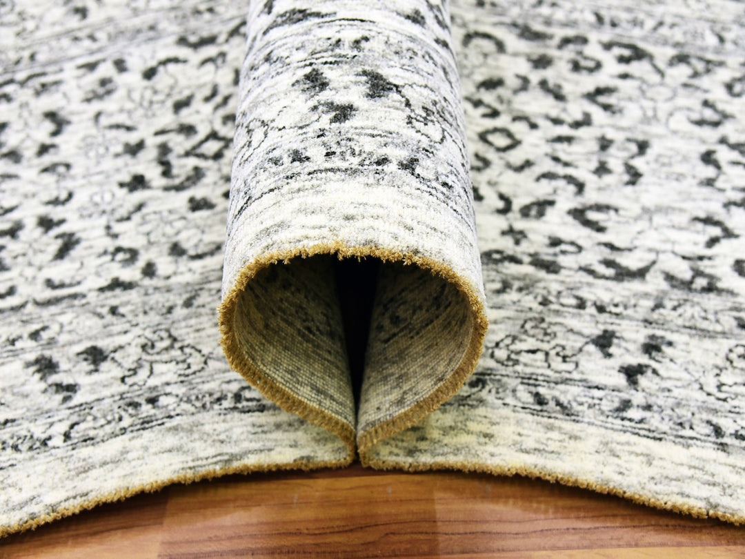 12'0" x 17'10" New Hand Knotted Ivory Wool Rectangle Oriental Rug - MOA10279680