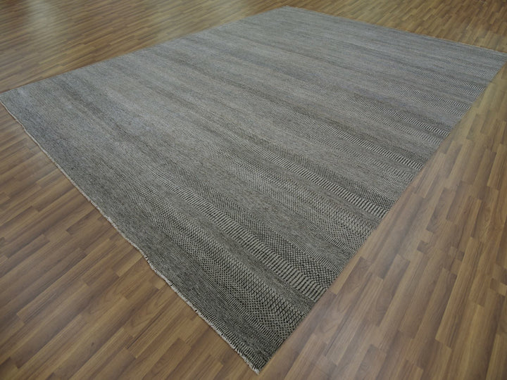 13'11" x 18'1" New Hand Knotted Grey Wool Rectangle Oriental Rug - MOA10279692