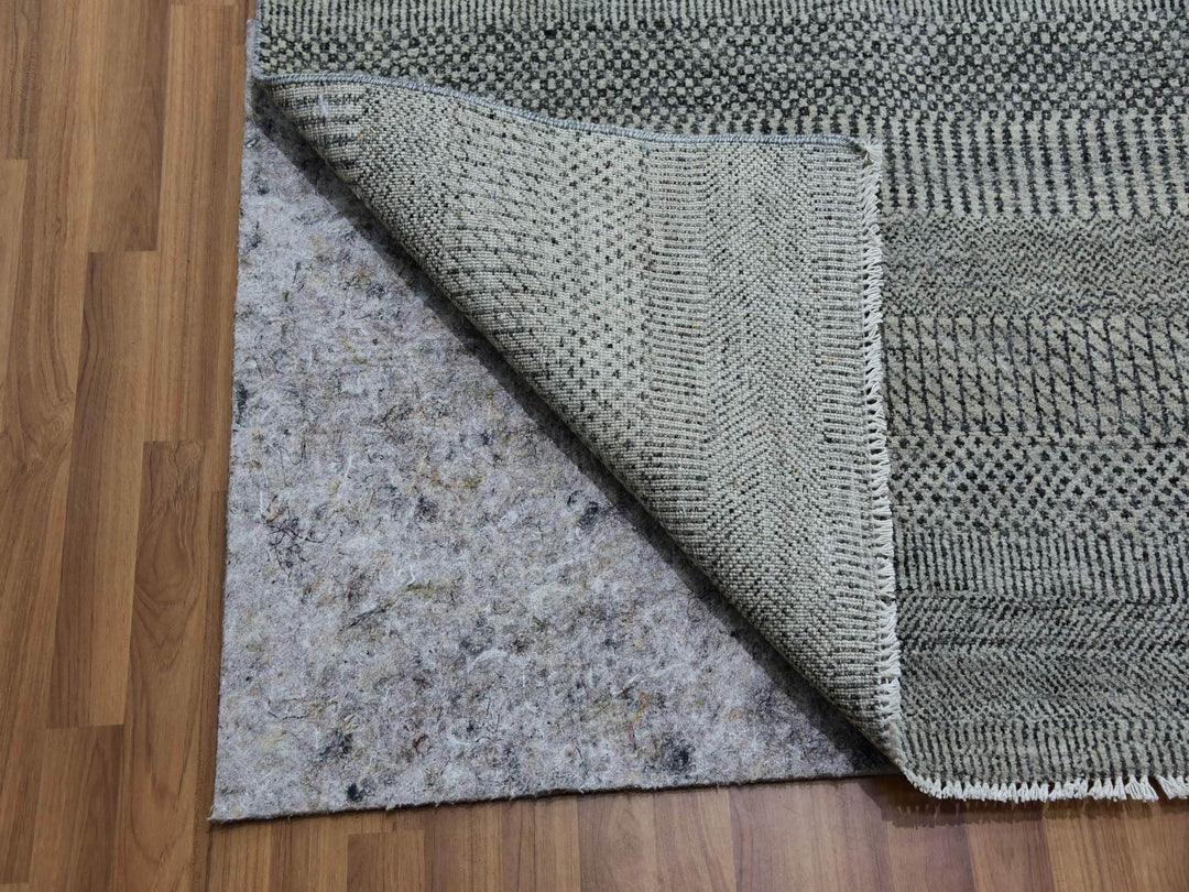 13'11" x 18'1" New Hand Knotted Grey Wool Rectangle Oriental Rug - MOA10279692