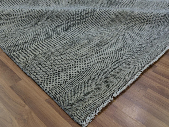 13'11" x 18'1" New Hand Knotted Grey Wool Rectangle Oriental Rug - MOA10279692