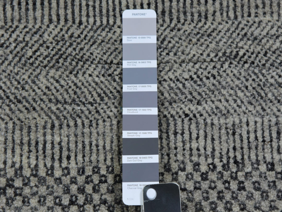 13'11" x 18'1" New Hand Knotted Grey Wool Rectangle Oriental Rug - MOA10279692