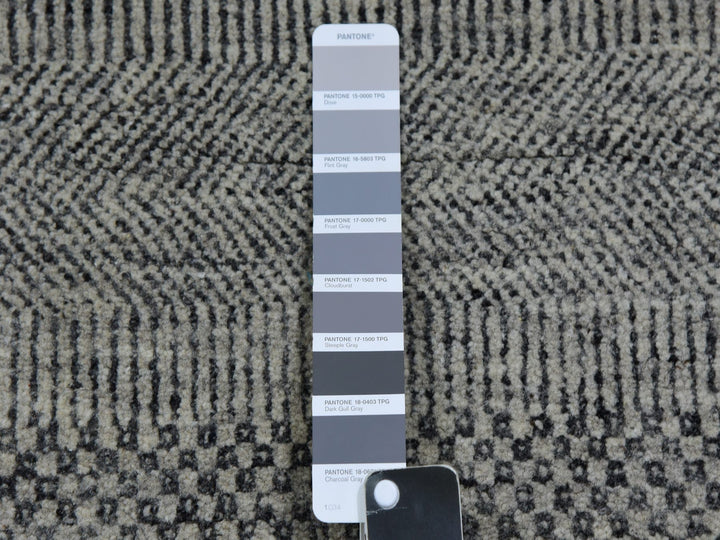 13'11" x 18'1" New Hand Knotted Grey Wool Rectangle Oriental Rug - MOA10279692