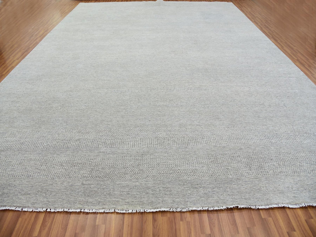 14'0" x 18'3" New Hand Knotted Grey Wool Rectangle Oriental Rug - MOA10279711