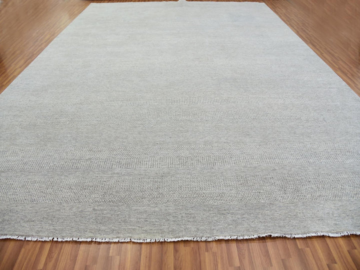 14'0" x 18'3" New Hand Knotted Grey Wool Rectangle Oriental Rug - MOA10279711