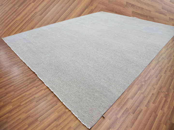 14'0" x 18'3" New Hand Knotted Grey Wool Rectangle Oriental Rug - MOA10279711