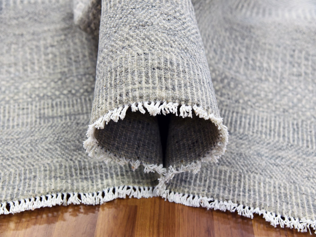 14'0" x 18'3" New Hand Knotted Grey Wool Rectangle Oriental Rug - MOA10279711